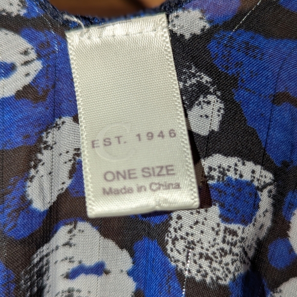 Cato Blue and White Swim Coverup with Floral Pattern - Picture 4 of 8